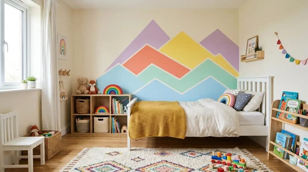 10 Easy Wall Painting Ideas for Kids' Rooms Using Simple Tape Hacks & Bright Happy Colors