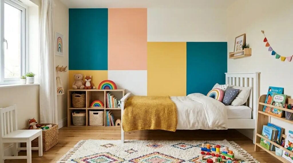 10 Easy Wall Painting Ideas for Kids' Rooms Using Simple Tape Hacks & Bright Happy Colors