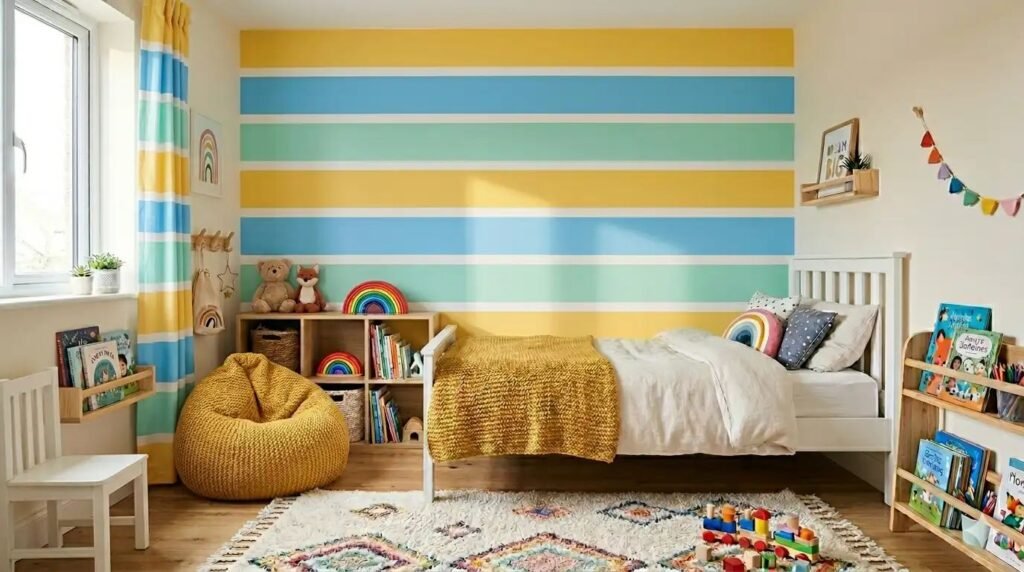 10 Easy Wall Painting Ideas for Kids' Rooms Using Simple Tape Hacks & Bright Happy Colors