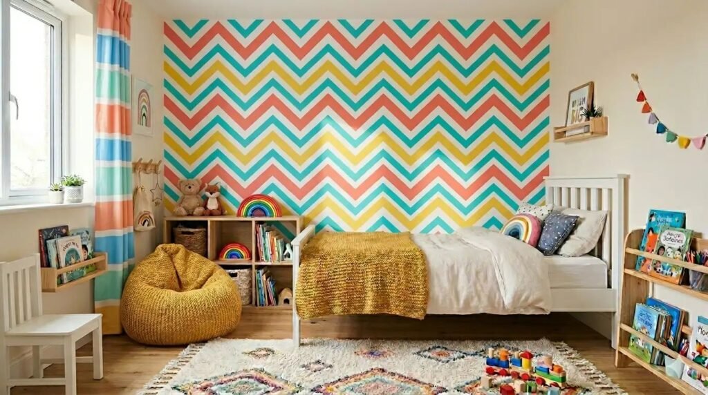 10 Easy Wall Painting Ideas for Kids' Rooms Using Simple Tape Hacks & Bright Happy Colors