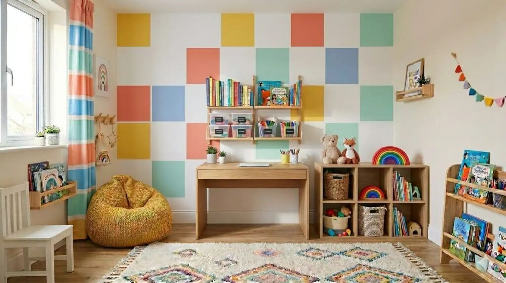 10 Easy Wall Painting Ideas for Kids' Rooms Using Simple Tape Hacks & Bright Happy Colors