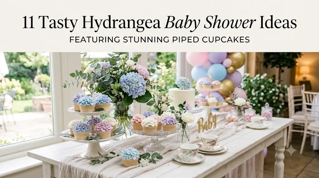 11 Tasty Hydrangea Baby Shower Ideas Featuring Stunning Piped Cupcakes