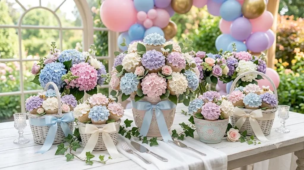 11 Tasty Hydrangea Baby Shower Ideas Featuring Stunning Piped Cupcakes