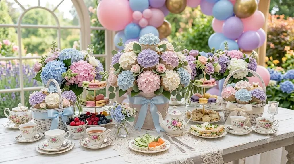 11 Tasty Hydrangea Baby Shower Ideas Featuring Stunning Piped Cupcakes