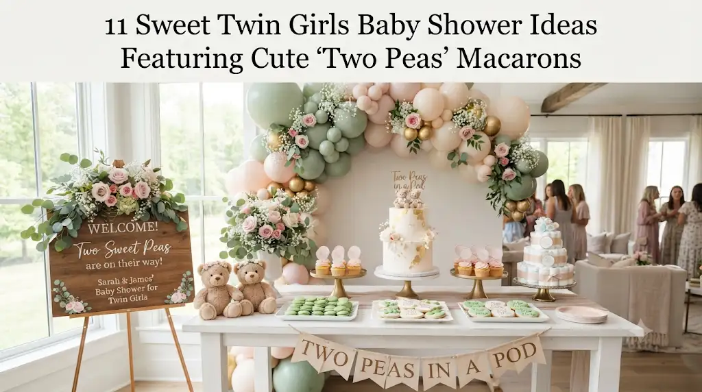 11 Sweet Twin Girls Baby Shower Ideas Featuring Cute ‘Two Peas’ Macarons