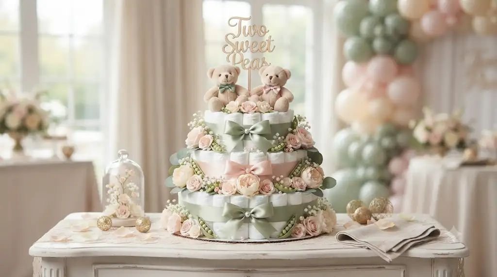 11 Sweet Twin Girls Baby Shower Ideas Featuring Cute 'Two Peas' Macarons