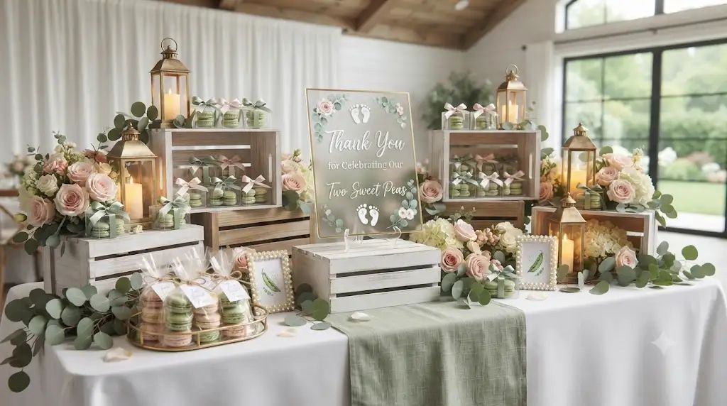 11 Sweet Twin Girls Baby Shower Ideas Featuring Cute 'Two Peas' Macarons
