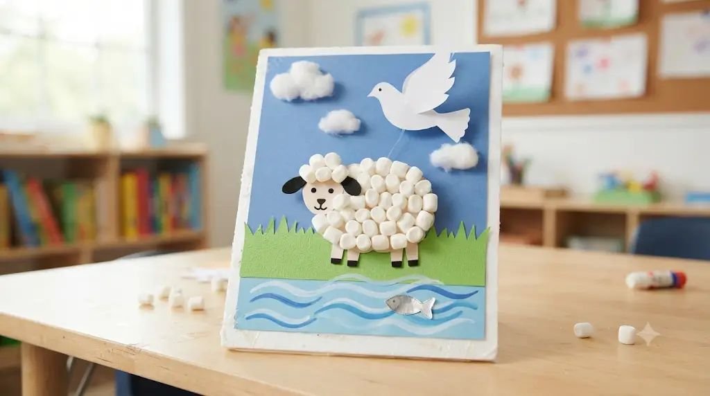 11 Fun Baptism Crafts for Kids Built With Fluffy Marshmallow Sheep