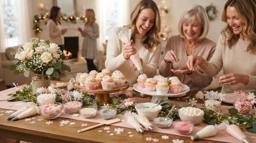 13 Yummy Winter Baby Shower Ideas for a Girl Built With Edible Pink Snowflakes