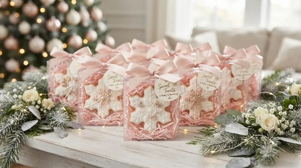 13 Yummy Winter Baby Shower Ideas for a Girl Built With Edible Pink Snowflakes