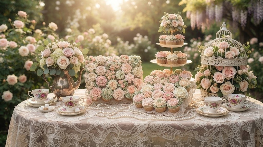11 Tasty Baby in Bloom Shower Ideas Decorations Using Floral Cupcake Boards