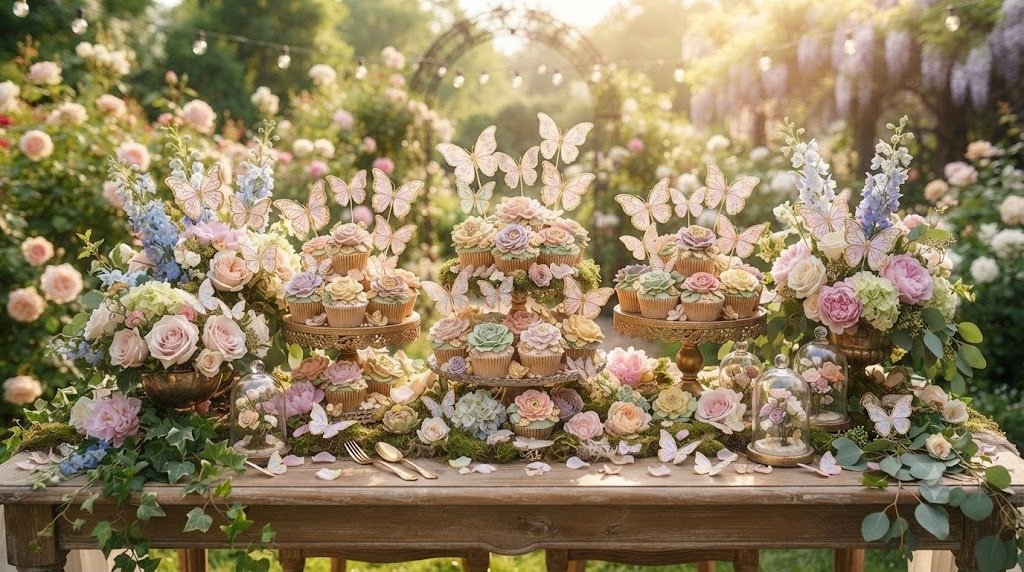 11 Tasty Baby in Bloom Shower Ideas Decorations Using Floral Cupcake Boards