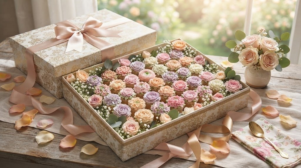 11 Tasty Baby in Bloom Shower Ideas Decorations Using Floral Cupcake Boards